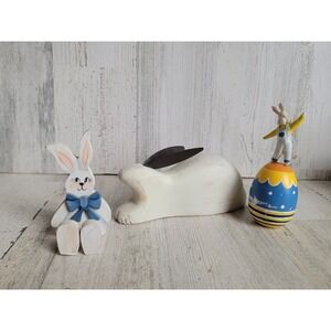 White Easter Bunny egg variety set spring rabbit home decor unique